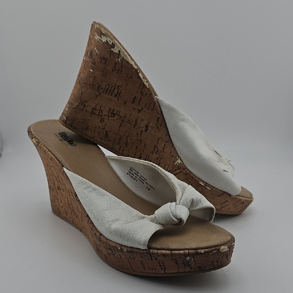 Mossimo Supply Co. White and Tan Wedge Sandals